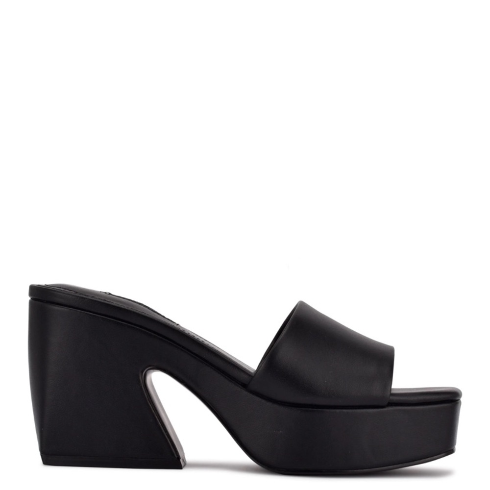 Nine West Black Oklee Platform Slide Sandals